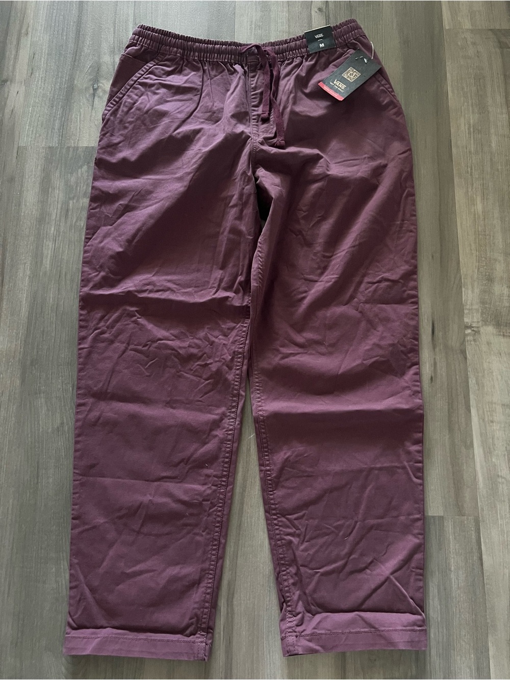 Vans Range Elastic Pants Mens Medium Maroon Relaxed Fit Drawstring Casual NWT